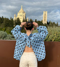 BLOUSE DOS NU BLEUE À POIS