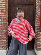 PULL RAYÉ DOUX ROSE