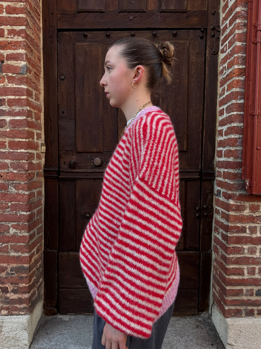 PULL RAYÉ DOUX ROSE