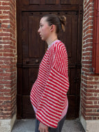 PULL RAYÉ DOUX ROSE
