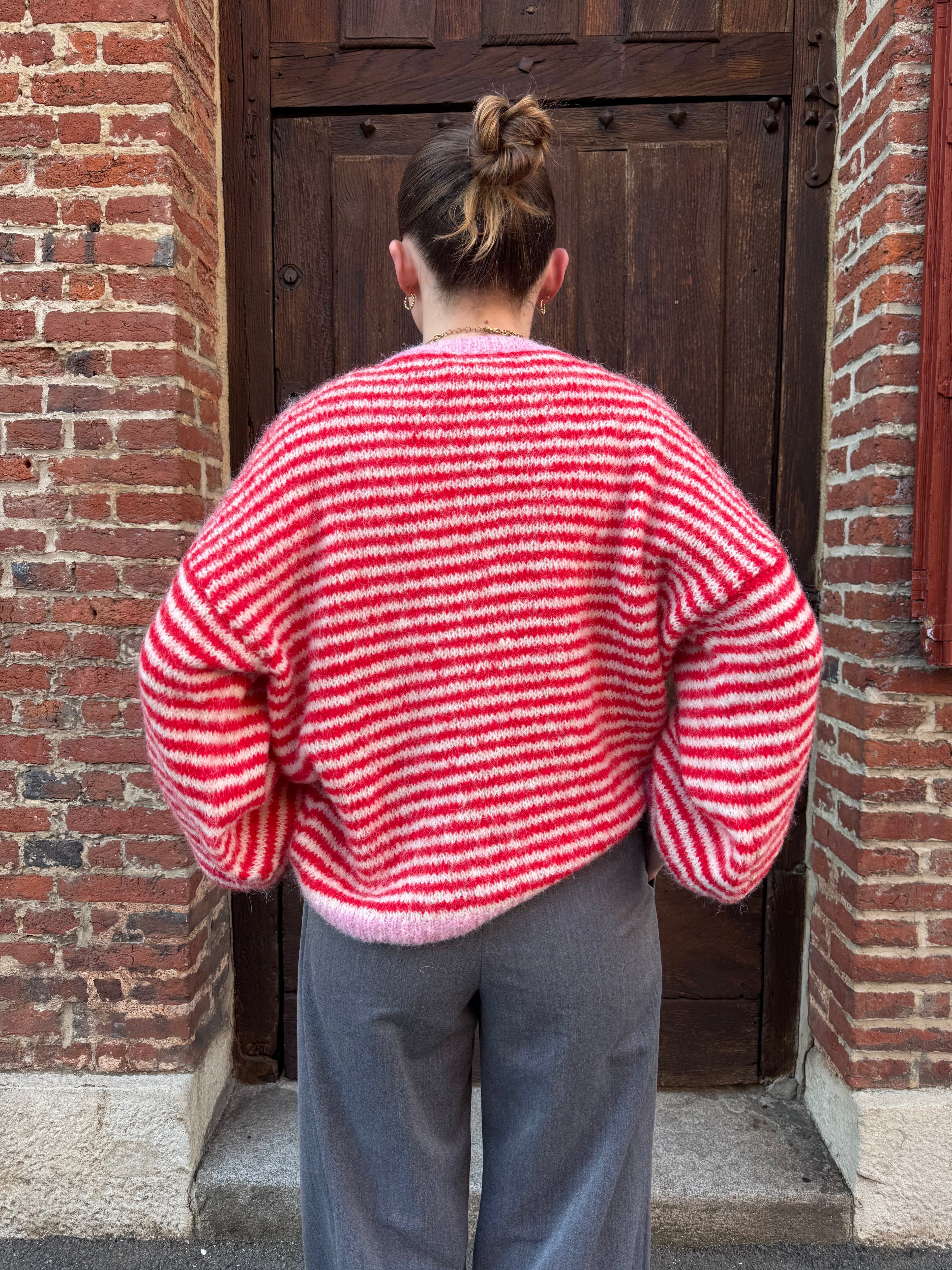 PULL RAYÉ DOUX ROSE