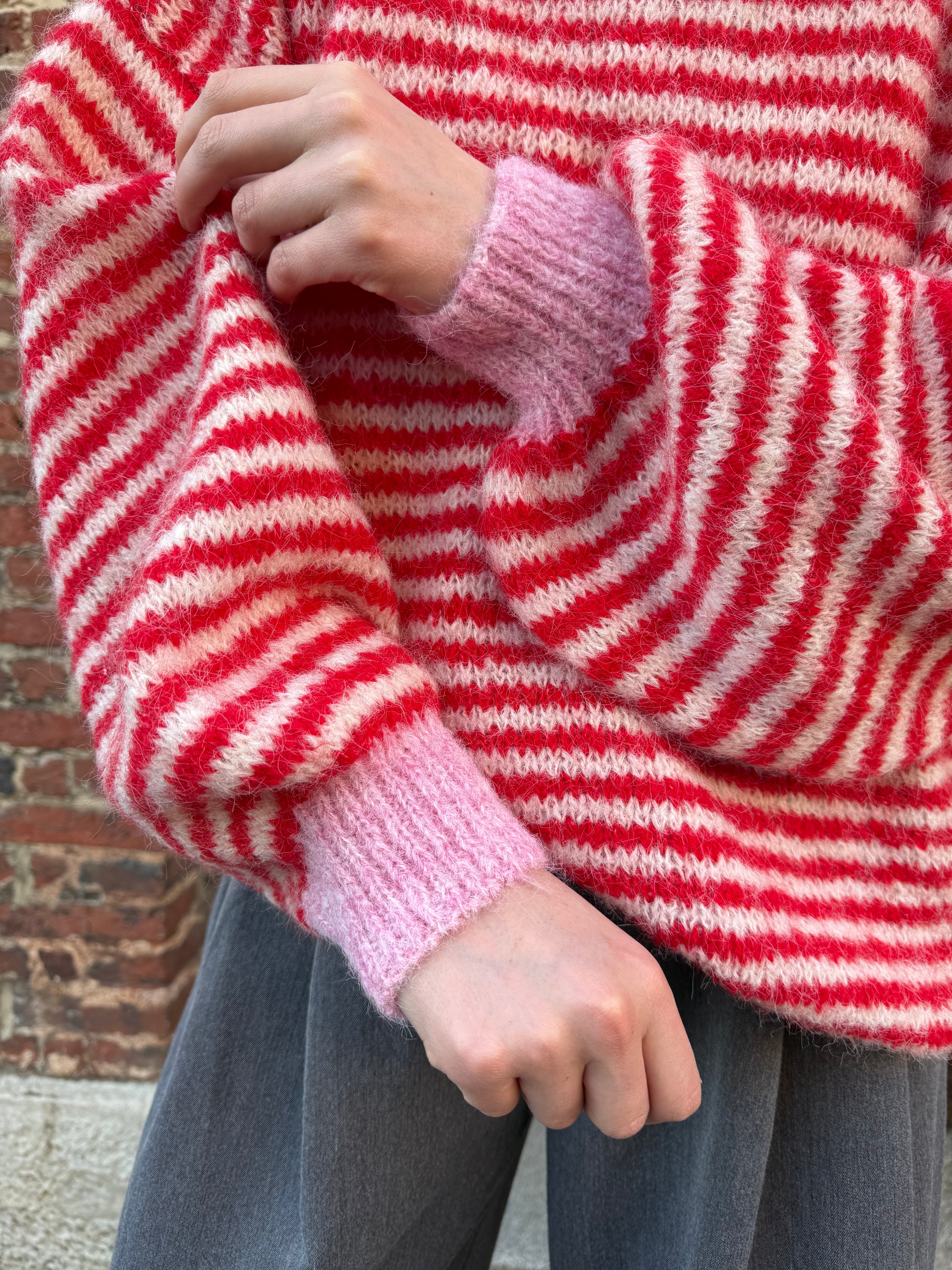 PULL RAYÉ DOUX ROSE