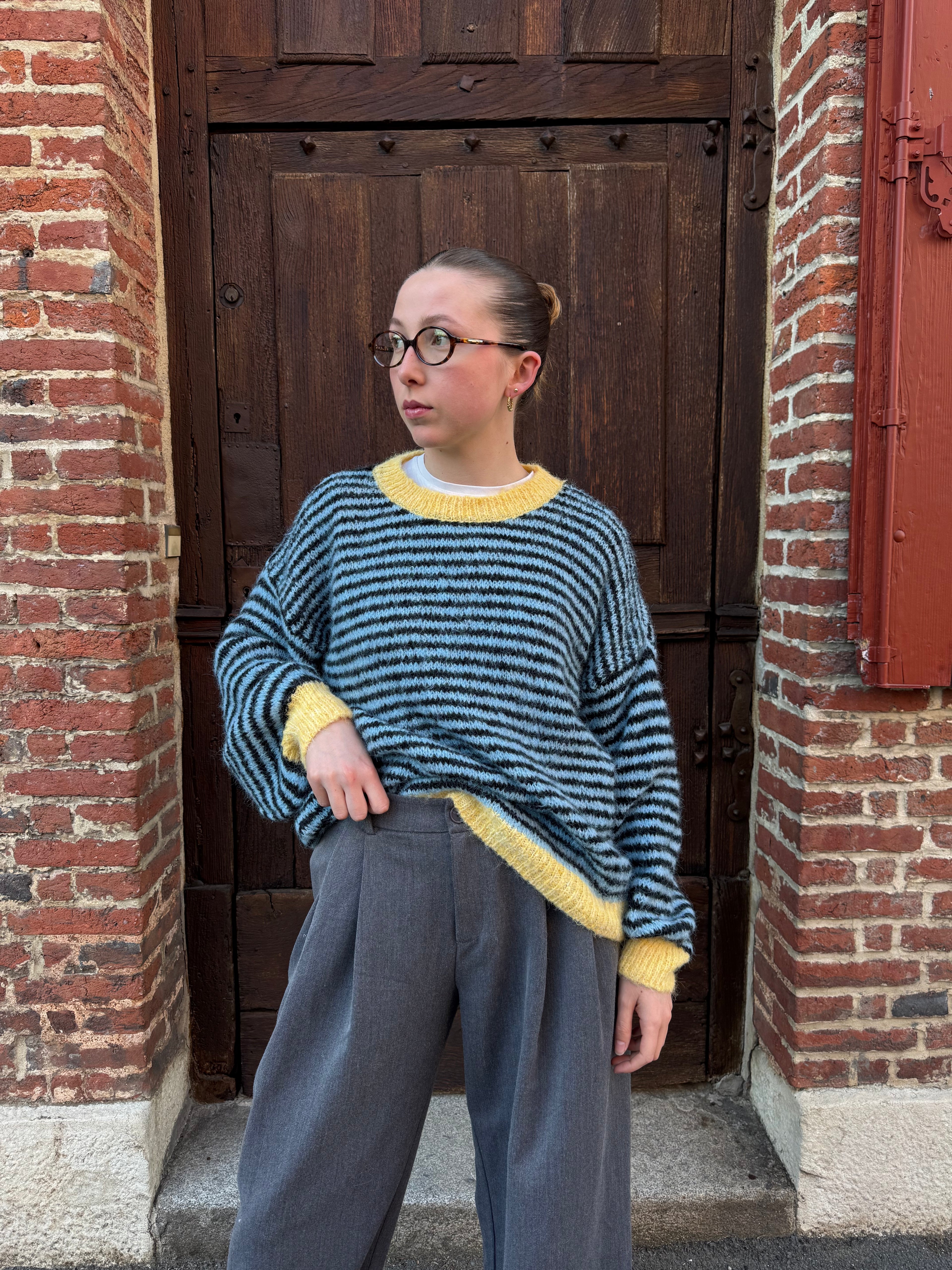 PULL RAYÉ DOUX BLEU