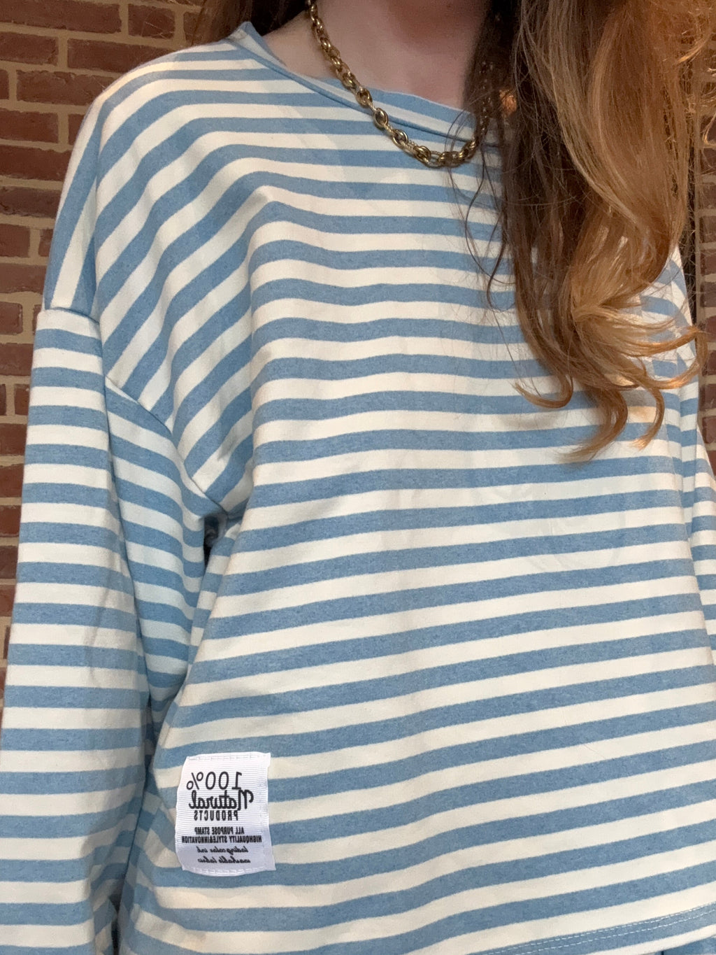 ENSEMBLE COTON RAYE BLEU