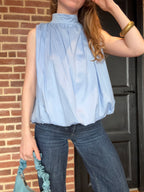 BLOUSE DOS NU BLEUE SANS MANCHE